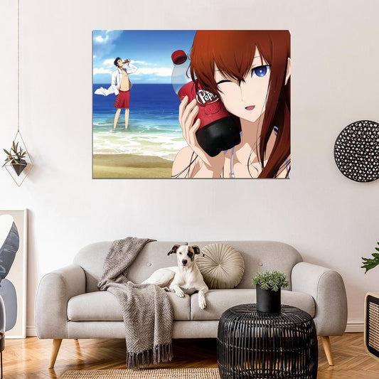 Steins Gate Makise Kurisu Okabe Rintarou Anime Manga Art Wall Art Print Poster
