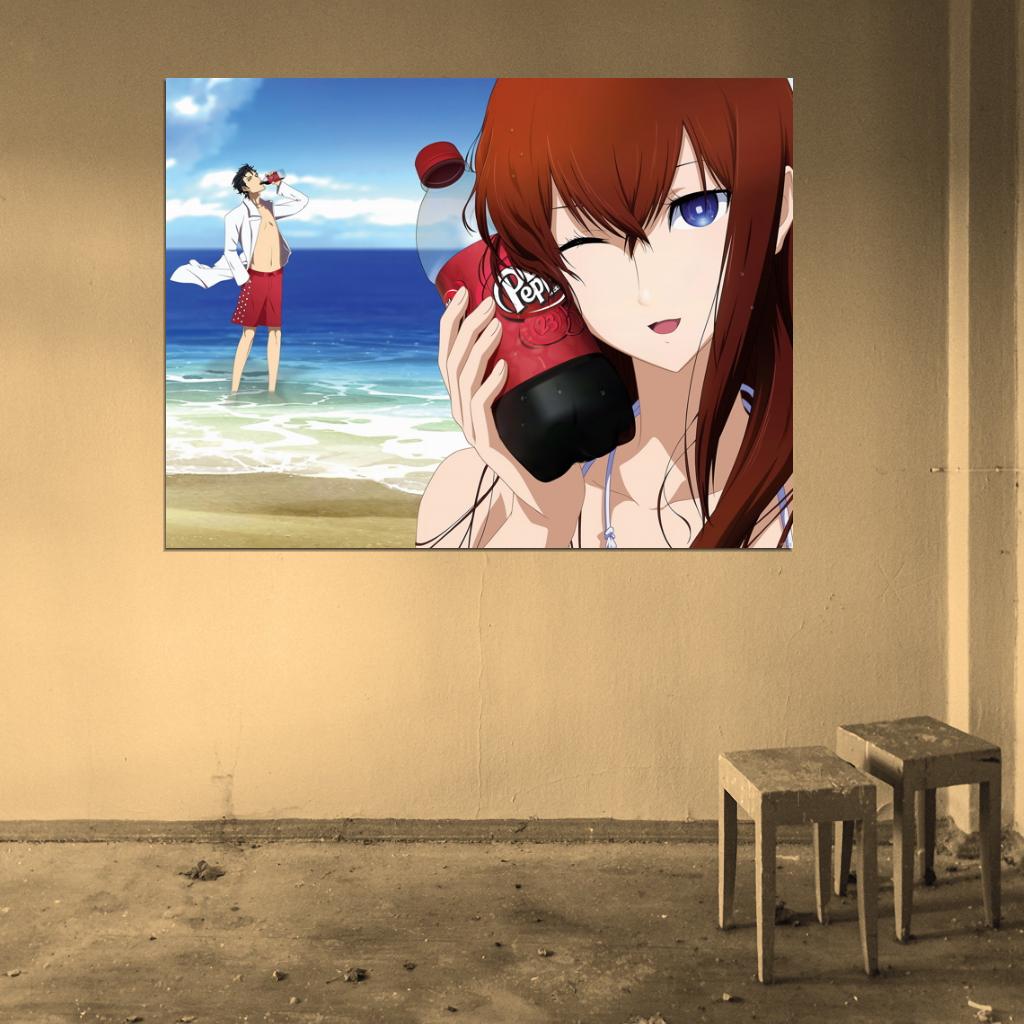 Steins Gate Makise Kurisu Okabe Rintarou Anime Manga Art Wall Art Print Poster