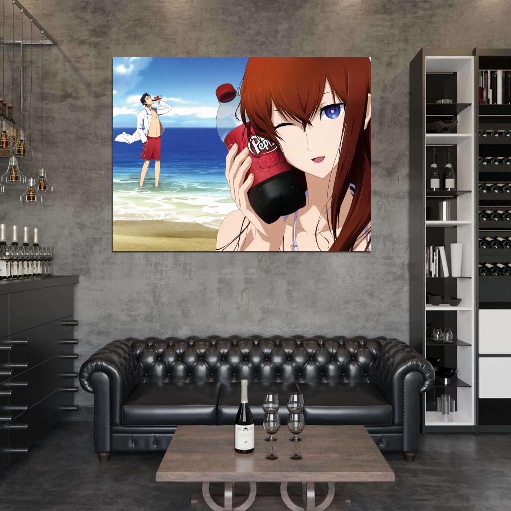 Steins Gate Makise Kurisu Okabe Rintarou Anime Manga Art Wall Art Print Poster