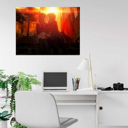 Yuri Girls Love Kiss Beautiful Hot Amazing Anime Manga Art Wall Art Print Poster