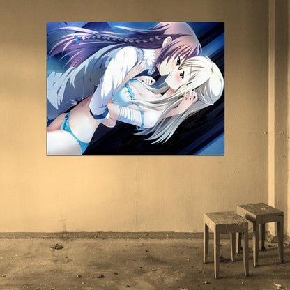 Yuri Girls Love Kiss Beautiful Hot Underwear Boobs Amazing Anime Manga Art Wall Art Print Poster