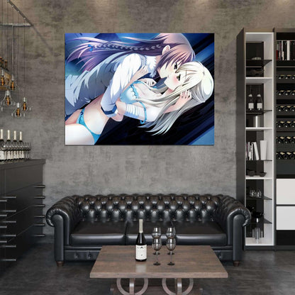 Yuri Girls Love Kiss Beautiful Hot Underwear Boobs Amazing Anime Manga Art Wall Art Print Poster