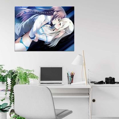 Yuri Girls Love Kiss Beautiful Hot Underwear Boobs Amazing Anime Manga Art Wall Art Print Poster