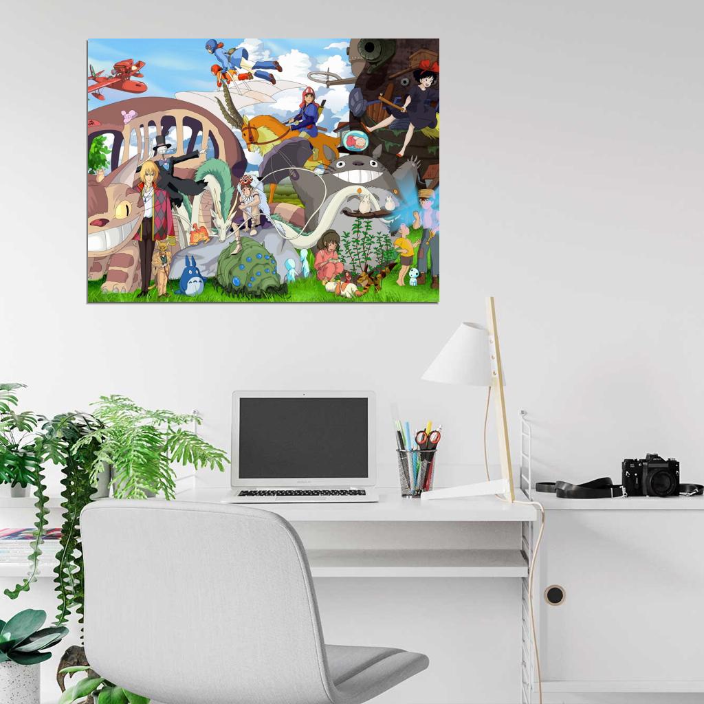 My Neighbor Totoro Howl's Moving Castle Princess Mononoke Spirited Away Beautiful Anime Manga Art Wall Art Print Poster