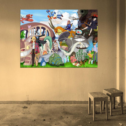 My Neighbor Totoro Howl's Moving Castle Princess Mononoke Spirited Away Beautiful Anime Manga Art Wall Art Print Poster