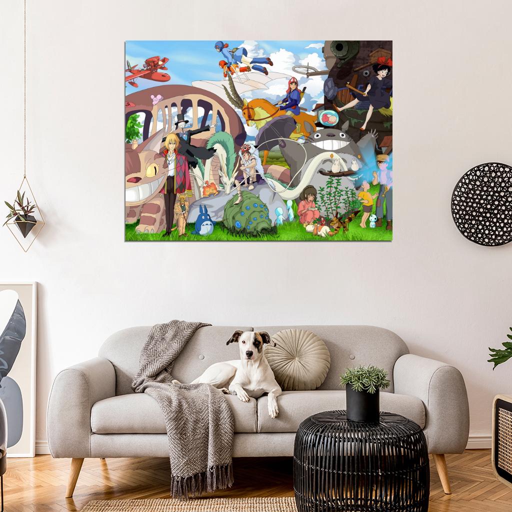 My Neighbor Totoro Howl's Moving Castle Princess Mononoke Spirited Away Beautiful Anime Manga Art Wall Art Print Poster