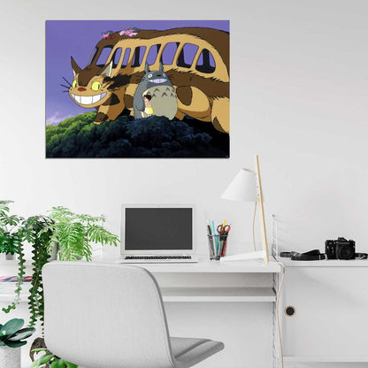 My Neighbor Totoro Catbus Beautiful Painting Cat Bus Tonari no Totoro Anime Manga Art Wall Art Print Poster