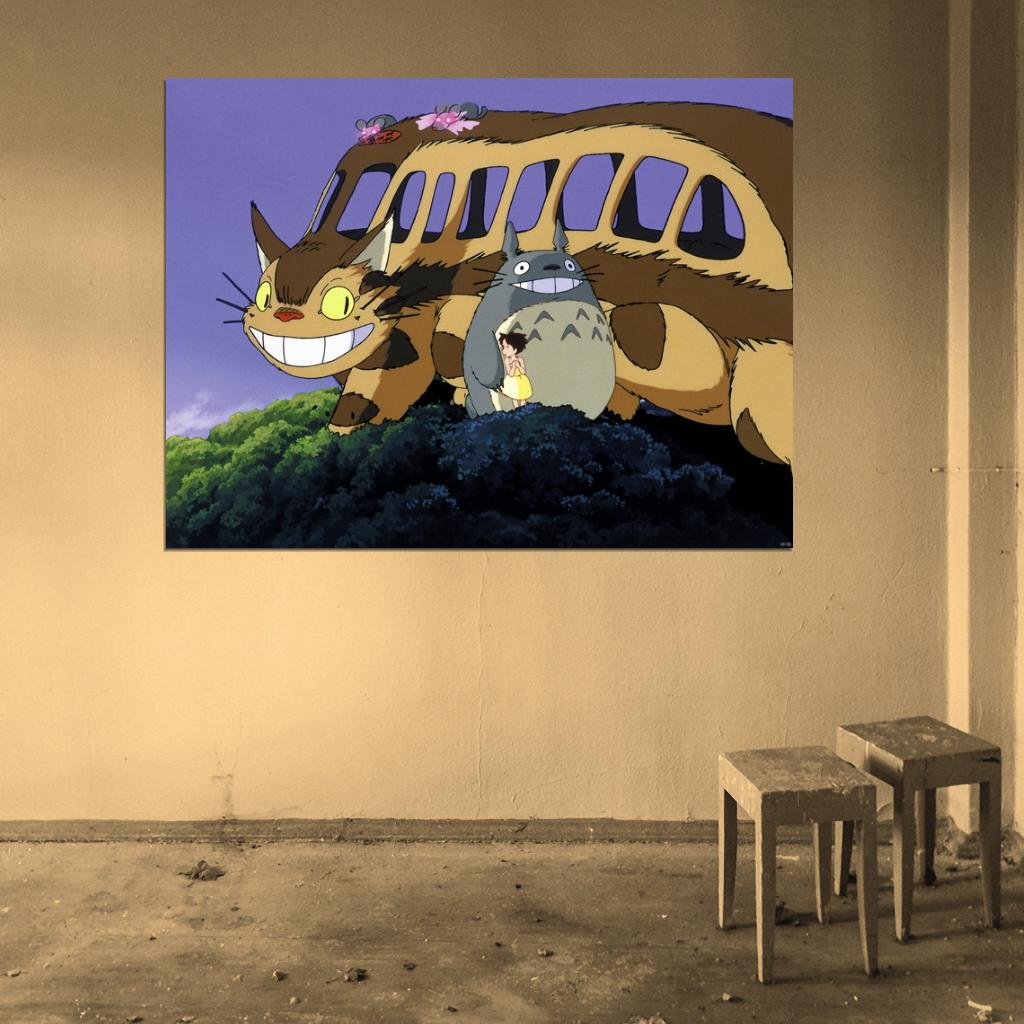 My Neighbor Totoro Catbus Beautiful Painting Cat Bus Tonari no Totoro Anime Manga Art Wall Art Print Poster