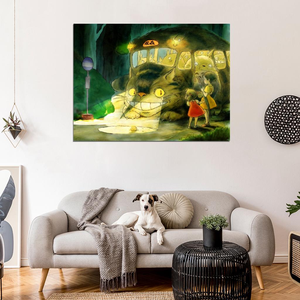 My Neighbor Totoro Catbus Beautiful Painting Cat Bus Tonari no Totoro Anime Manga Art Wall Art Print Poster