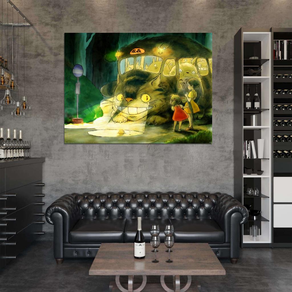 My Neighbor Totoro Catbus Beautiful Painting Cat Bus Tonari no Totoro Anime Manga Art Wall Art Print Poster