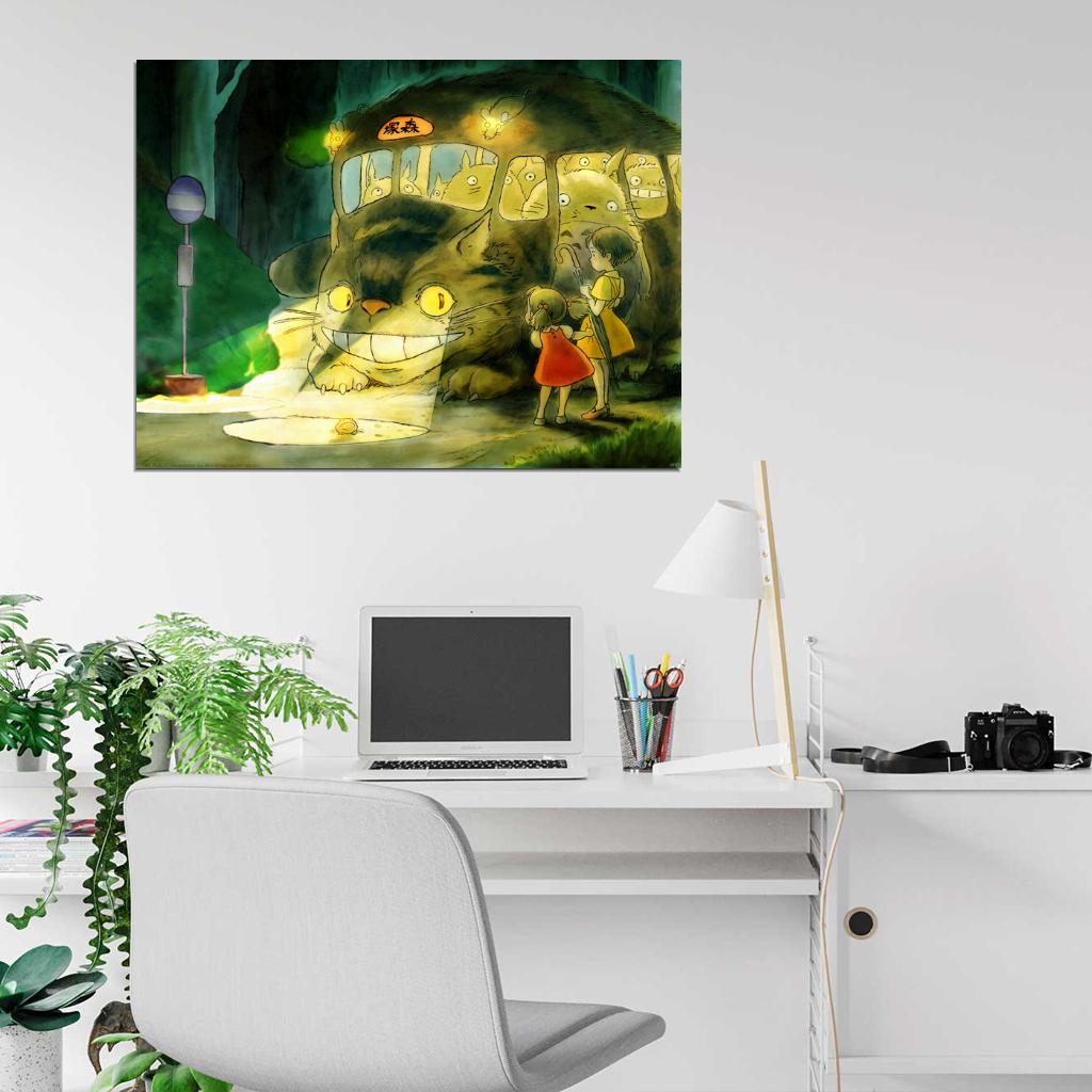 My Neighbor Totoro Catbus Beautiful Painting Cat Bus Tonari no Totoro Anime Manga Art Wall Art Print Poster