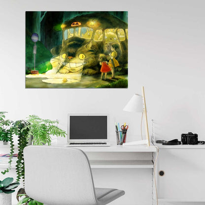 My Neighbor Totoro Catbus Beautiful Painting Cat Bus Tonari no Totoro Anime Manga Art Wall Art Print Poster