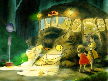 My Neighbor Totoro Catbus Beautiful Painting Cat Bus Tonari no Totoro Anime Manga Art Wall Art Print Poster