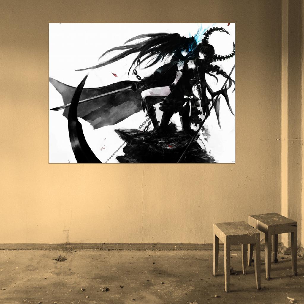 Black Rock Shooter Kuroi Mato Yomi Takanashi Awesome Anime Manga Art Wall Art Print Poster