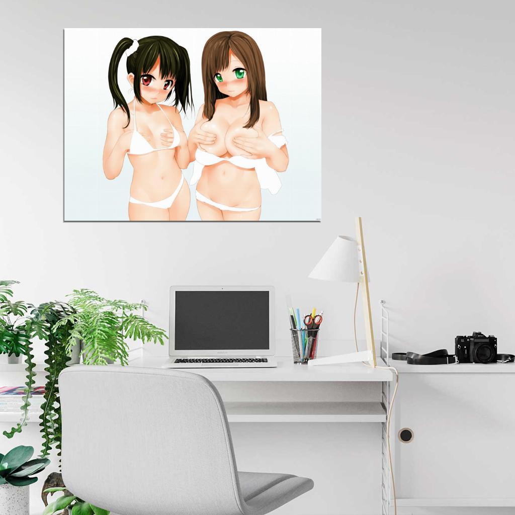 Hot Shy Girls Cute Boobs Underwear Beautiful Ecchi Anime Manga Art Wall Art Print Poster
