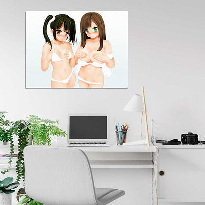 Hot Shy Girls Cute Boobs Underwear Beautiful Ecchi Anime Manga Art Wall Art Print Poster