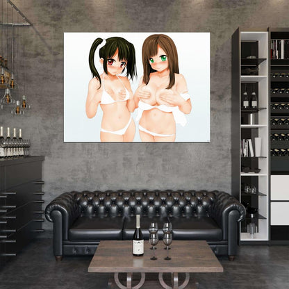 Hot Shy Girls Cute Boobs Underwear Beautiful Ecchi Anime Manga Art Wall Art Print Poster