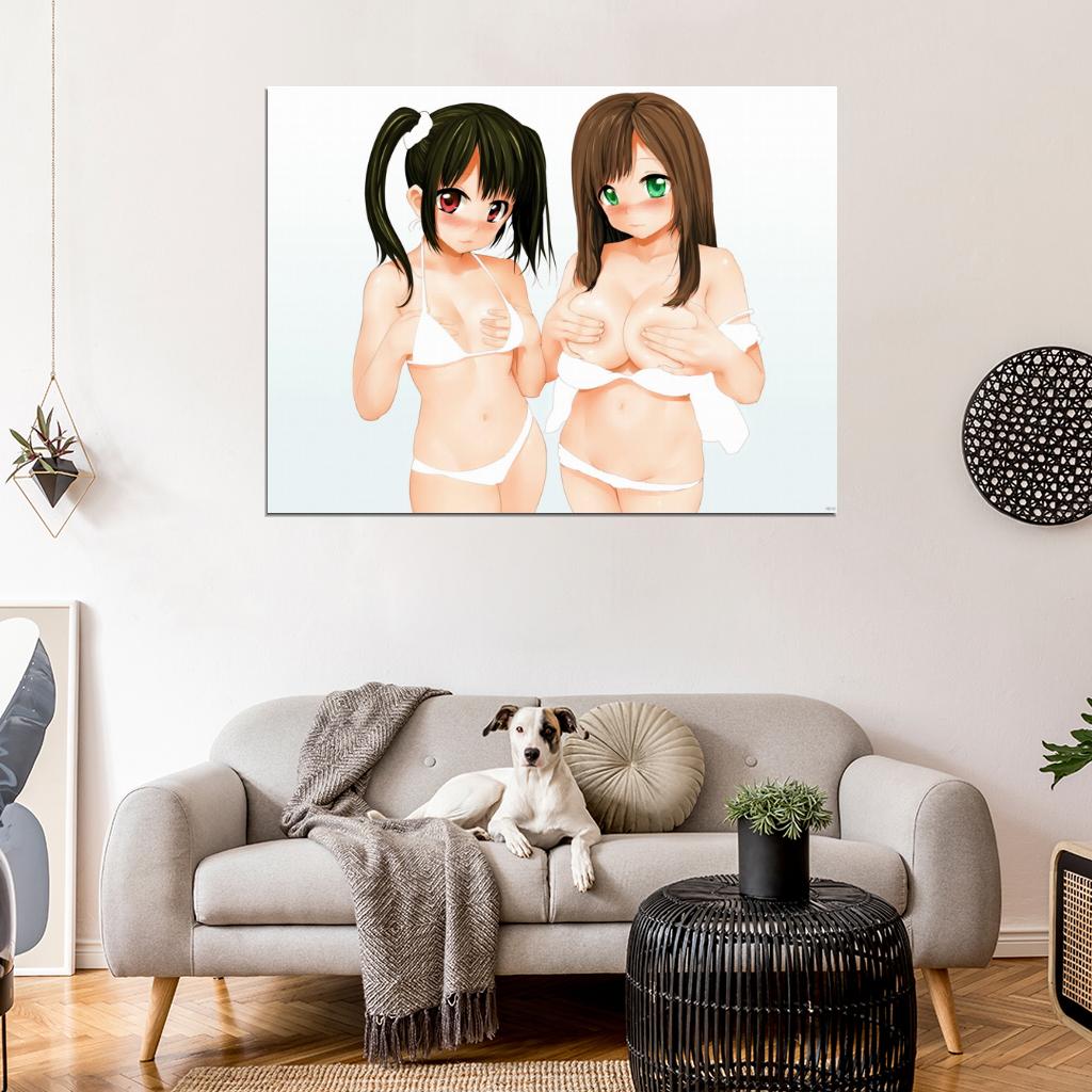 Hot Shy Girls Cute Boobs Underwear Beautiful Ecchi Anime Manga Art Wall Art Print Poster