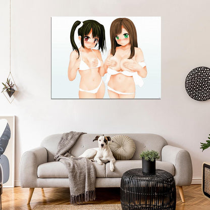Hot Shy Girls Cute Boobs Underwear Beautiful Ecchi Anime Manga Art Wall Art Print Poster