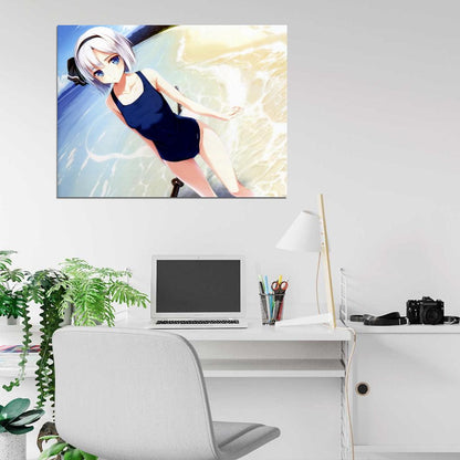 Youmu Konpaku Touhou Project Hot Cute Girl Swimsuit Anime Manga Art Wall Art Print Poster