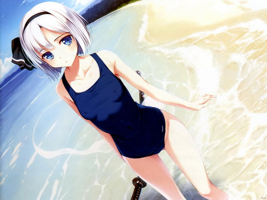 Youmu Konpaku Touhou Project Hot Cute Girl Swimsuit Anime Manga Art Wall Art Print Poster