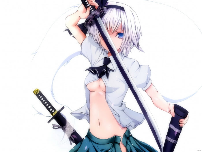 Youmu Konpaku Touhou Project Hot Topless Girl Katana Anime Manga Art Wall Art Print Poster