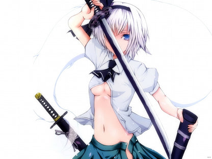 Youmu Konpaku Touhou Project Hot Topless Girl Katana Anime Manga Art Wall Art Print Poster