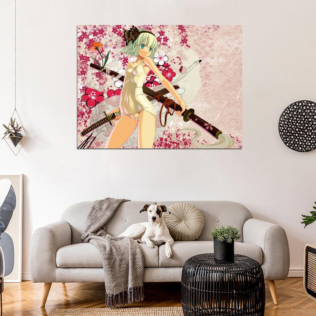 Youmu Konpaku Touhou Project Beautiful Hot Wet Girl Underwear Anime Manga Art Wall Art Print Poster