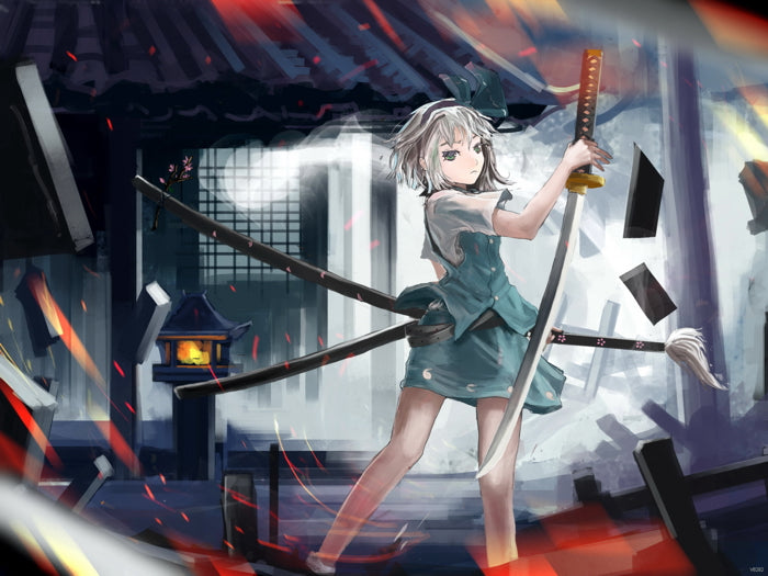 Youmu Konpaku Touhou Project Beautiful Girl Weapon Katana Anime Manga Art Wall Art Print Poster