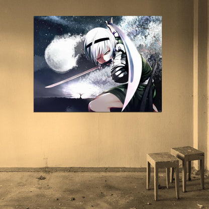 Youmu Konpaku Touhou Project Beautiful Girl Katana Awesome Anime Manga Art Wall Art Print Poster