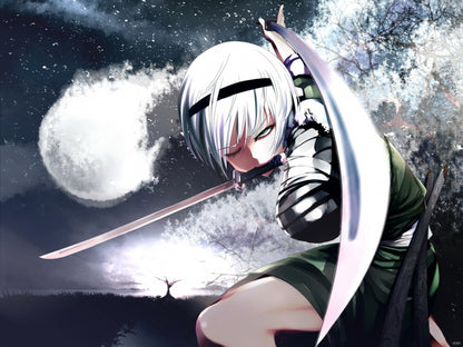 Youmu Konpaku Touhou Project Beautiful Girl Katana Awesome Anime Manga Art Wall Art Print Poster