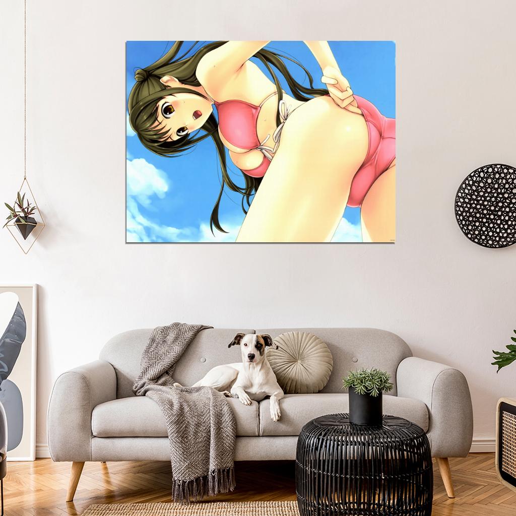 Hot Shy Cute Girl Butt Ass Wet Bikini Anime Manga Art Wall Art Print Poster