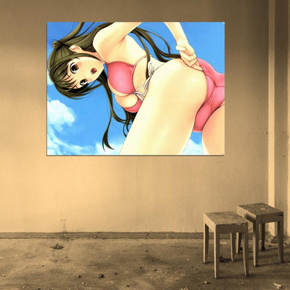 Hot Shy Cute Girl Butt Ass Wet Bikini Anime Manga Art Wall Art Print Poster