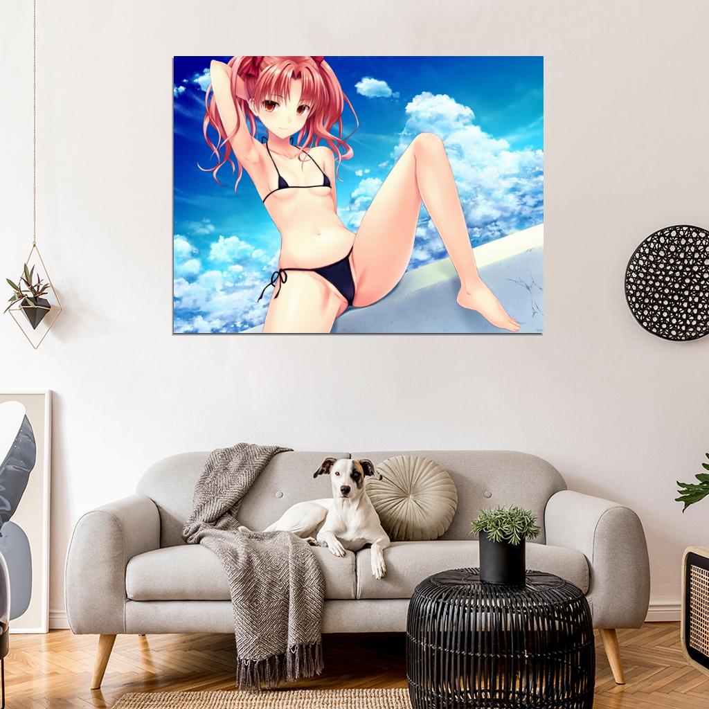 Hot Cute Girl Small Breasts Tiny Bikini Anime Manga Art Wall Art Print Poster