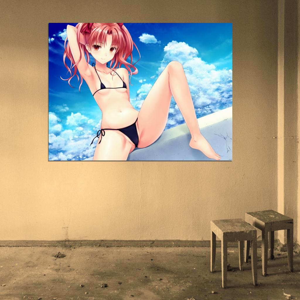Hot Cute Girl Small Breasts Tiny Bikini Anime Manga Art Wall Art Print Poster
