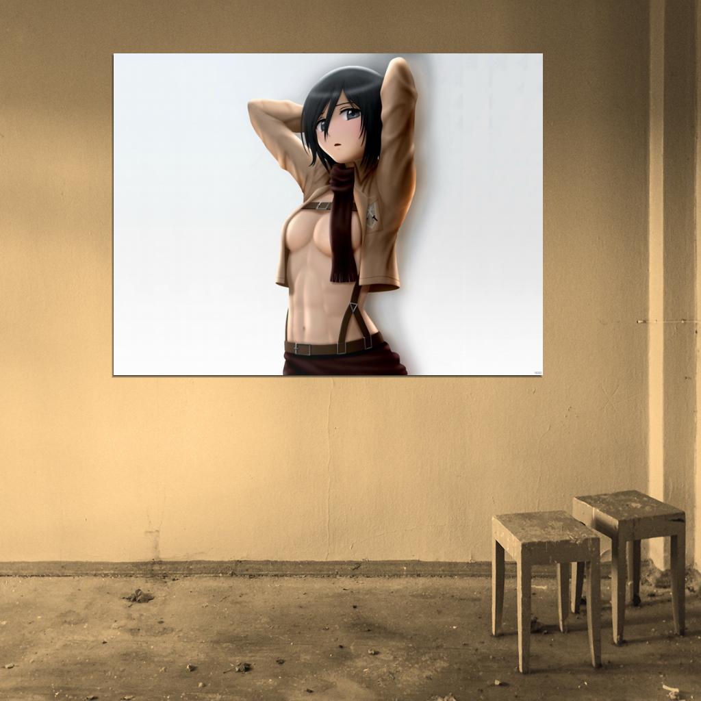 Attack on Titan Mikasa Ackerman Shingeki no Kyojin Hot Topless Anime Manga Art Wall Art Print Poster