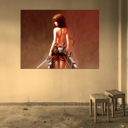 Attack on Titan Mikasa Ackerman Shingeki no Kyojin Hot Nude Back Anime Manga Art Wall Art Print Poster