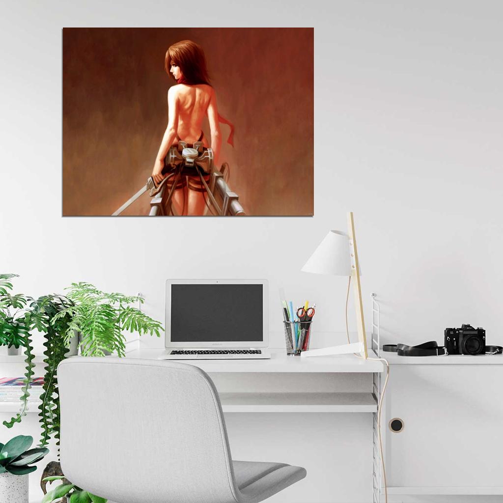 Attack on Titan Mikasa Ackerman Shingeki no Kyojin Hot Nude Back Anime Manga Art Wall Art Print Poster
