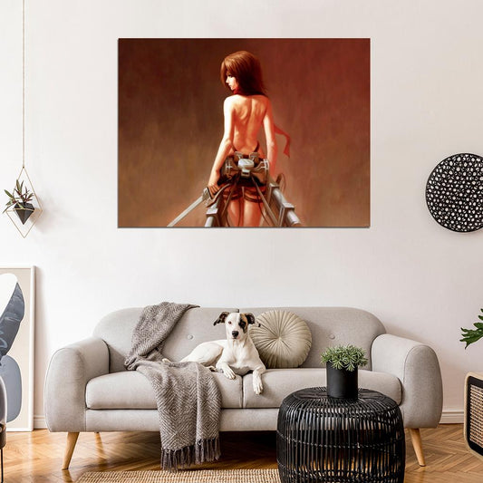 Attack on Titan Mikasa Ackerman Shingeki no Kyojin Hot Nude Back Anime Manga Art Wall Art Print Poster