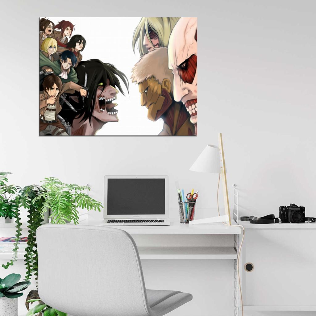 Attack on Titan Shingeki no Kyojin Characters Eren Yeager Mikasa Ackerman Annie Armin Hange Levi Sasha Anime Manga Art Wall Art Print Poster