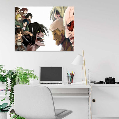 Attack on Titan Shingeki no Kyojin Characters Eren Yeager Mikasa Ackerman Annie Armin Hange Levi Sasha Anime Manga Art Wall Art Print Poster