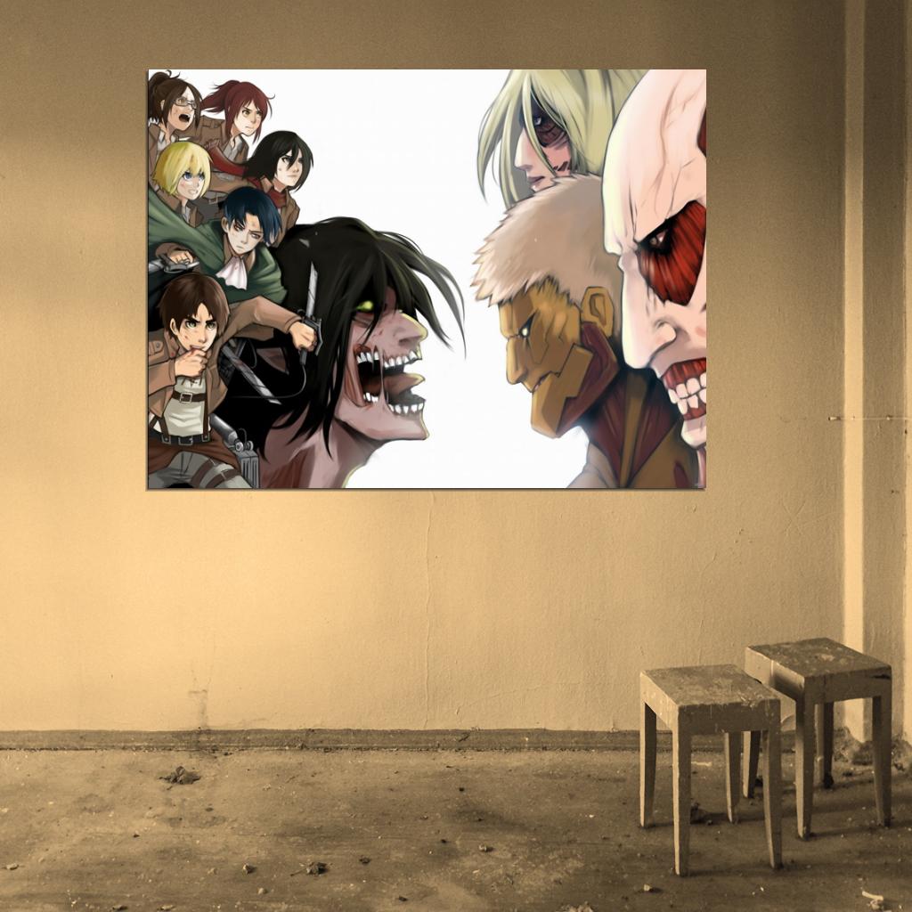Attack on Titan Shingeki no Kyojin Characters Eren Yeager Mikasa Ackerman Annie Armin Hange Levi Sasha Anime Manga Art Wall Art Print Poster