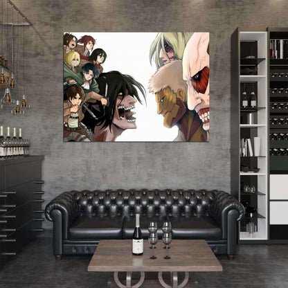 Attack on Titan Shingeki no Kyojin Characters Eren Yeager Mikasa Ackerman Annie Armin Hange Levi Sasha Anime Manga Art Wall Art Print Poster