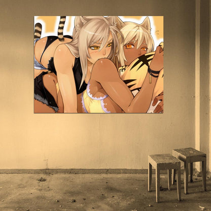 Yuri Catgirls Neko Beautiful Hot Babes Anime Manga Art Wall Art Print Poster