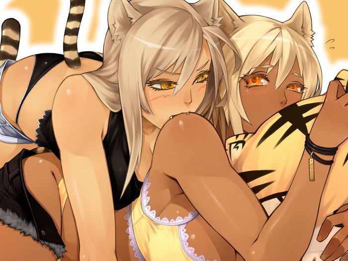 Yuri Catgirls Neko Beautiful Hot Babes Anime Manga Art Wall Art Print Poster