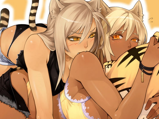 Yuri Catgirls Neko Beautiful Hot Babes Anime Manga Art Wall Art Print Poster