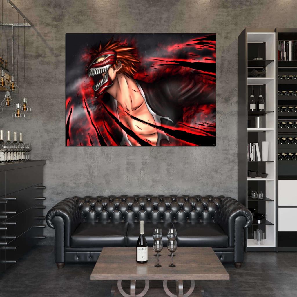 Ichigo Kurosaki Mask Bleach Anime Manga Art Wall Art Print Poster