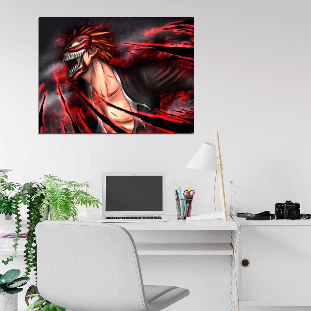 Ichigo Kurosaki Mask Bleach Anime Manga Art Wall Art Print Poster