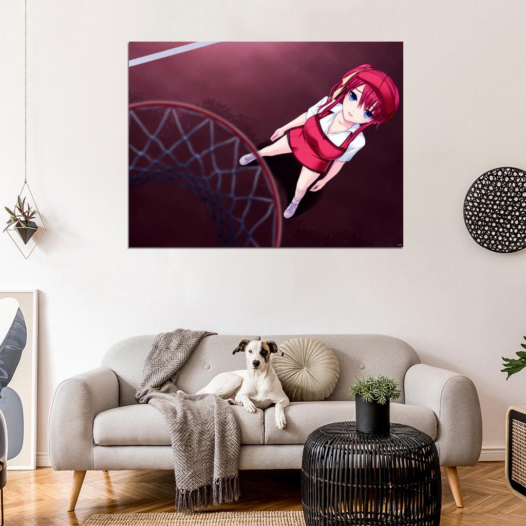 Hot Basketball Sport Busty Redhead Girl Beautiful Awesome Anime Manga Art Wall Art Print Poster