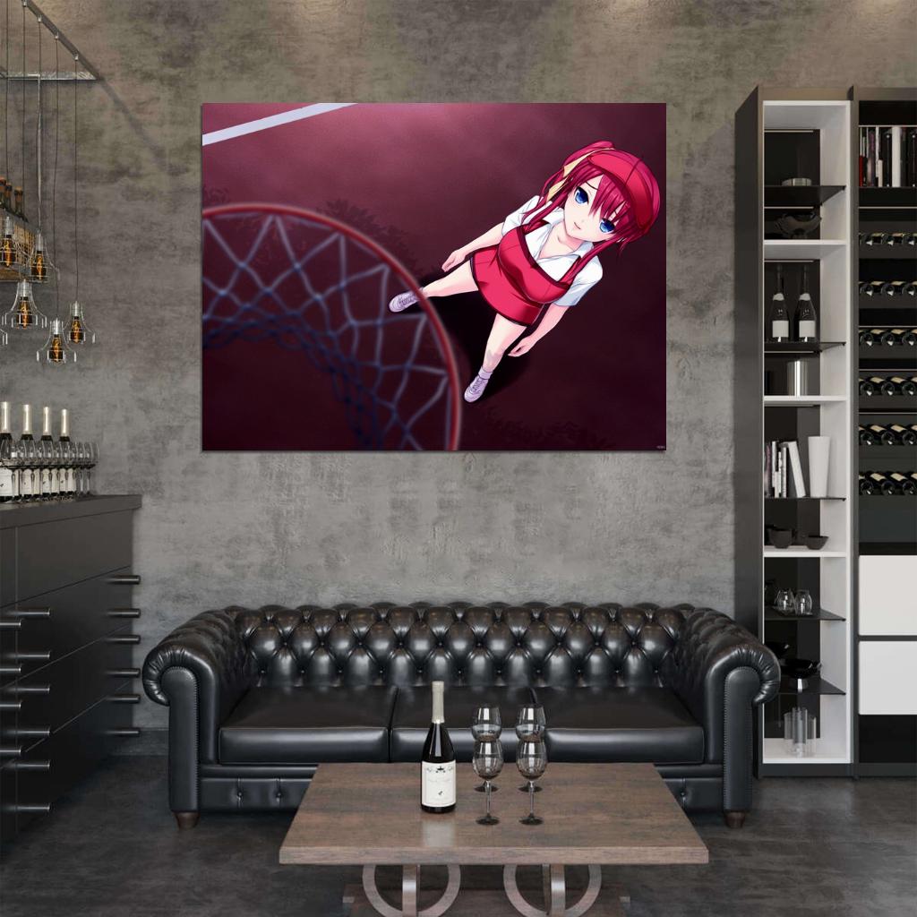 Hot Basketball Sport Busty Redhead Girl Beautiful Awesome Anime Manga Art Wall Art Print Poster